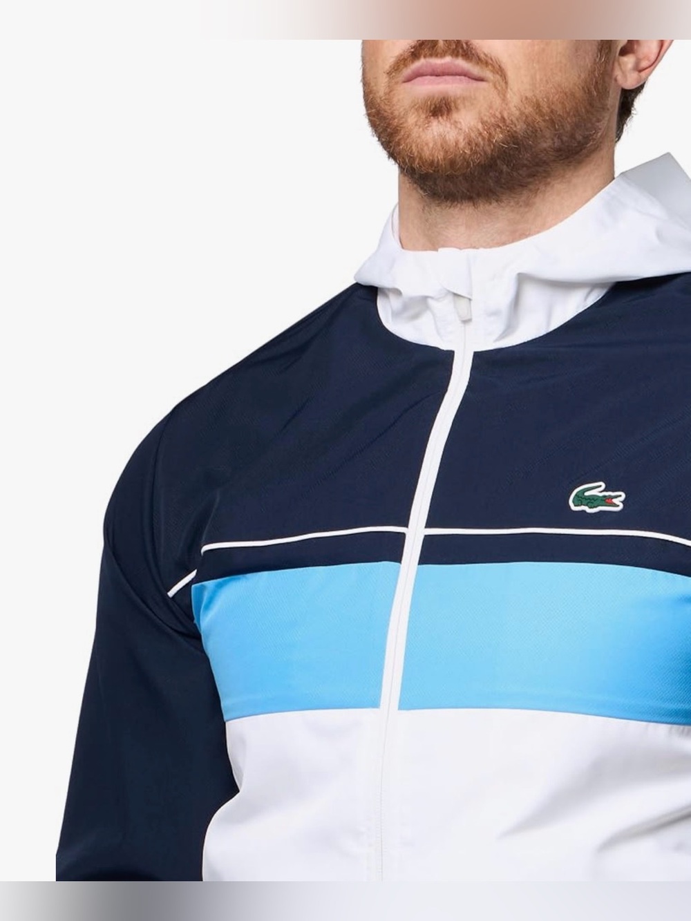 Lacoste Men's Navy, White &Light Blue Colorblock Windbreaker/Tracksuit Small NWT - Picture 5 of 14